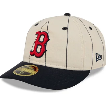 Καπέλα καμπύλη μπεζ προσαρμοσμένο 59FIFTY Retro Crown Linen από Boston Red Sox MLB από New Era