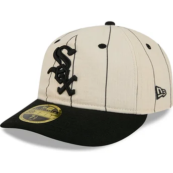 Καπέλα επίπεδη μπεζ προσαρμοσμένο 59FIFTY Retro Crown Linen από Chicago White Sox MLB από New Era