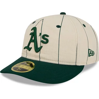 Καπέλα καμπύλη μπεζ προσαρμοσμένο 59FIFTY Retro Crown Linen από Oakland Athletics MLB από New Era