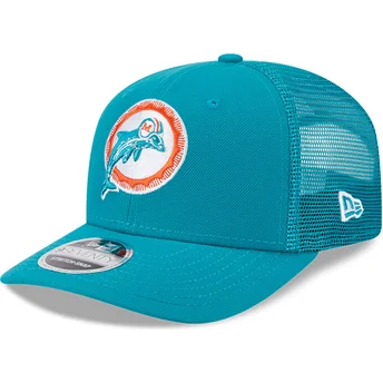 New Era 9SEVENTY Stretch Snap Evergreen Helmet Miami Dolphins NFL Blue Trucker Hat