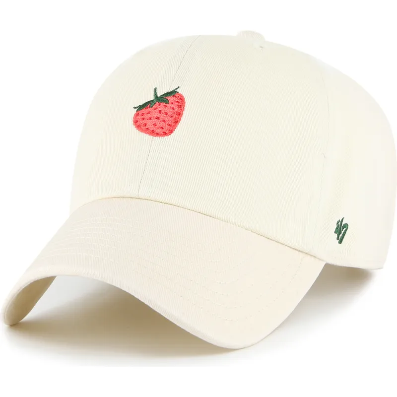 47-brand-curved-brim-strawberry-cookie-clean-up-food-base-runner-icon-beige-adjustable-cap
