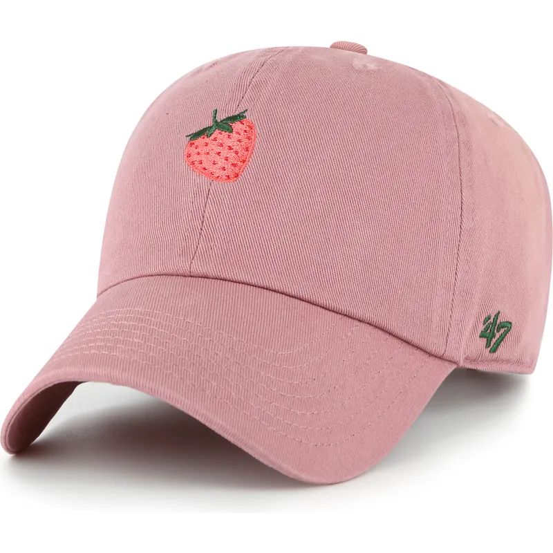 47-brand-curved-brim-strawberry-fruit-clean-up-base-runner-icon-pink-adjustable-cap