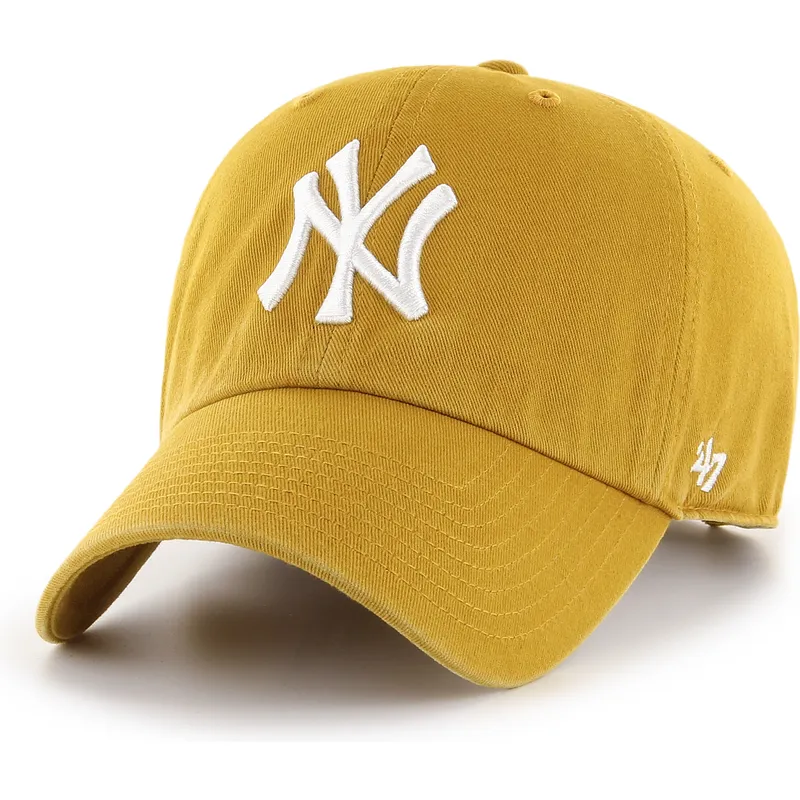 47-brand-curved-brim-clean-up-flat-gold-new-york-yankees-mlb-yellow-adjustable-cap