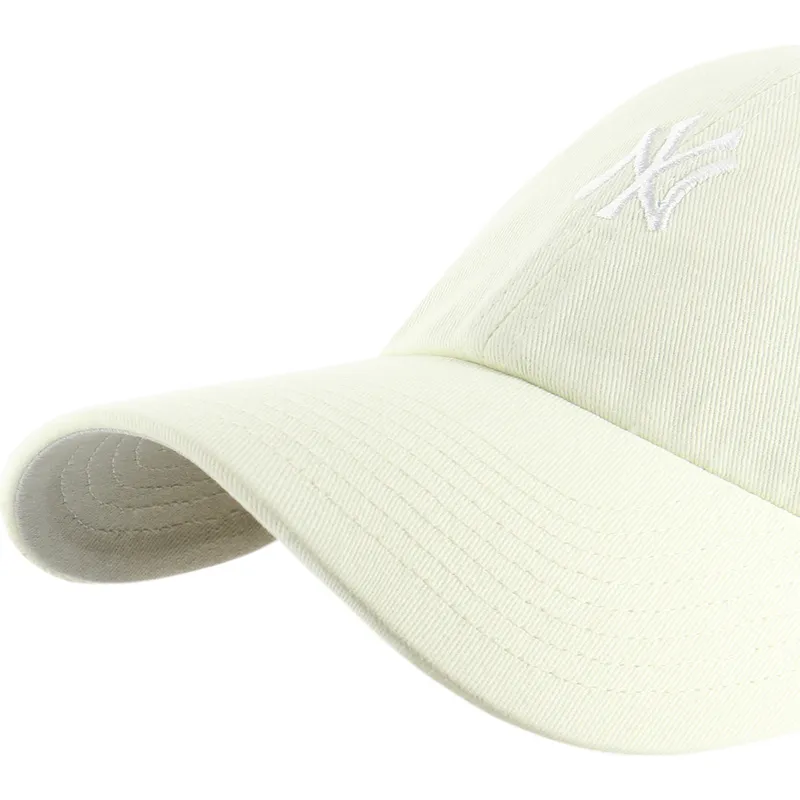 47-brand-curved-brim-clean-up-base-runner-new-york-yankees-mlb-light-yellow-adjustable-cap