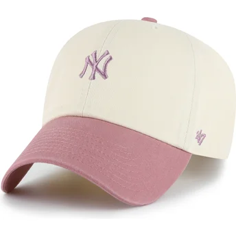 Καπέλα καμπύλη μπεζ ρυθμιζόμενη ταινία rosa Clean Up Base Runner Two Tone από New York Yankees MLB από 47 Brand