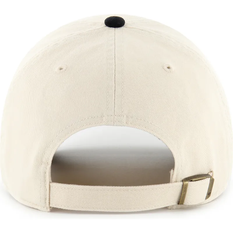 47-brand-curved-brim-clean-up-two-tone-no-loop-label-new-york-yankees-mlb-beige-and-black-adjustable-cap
