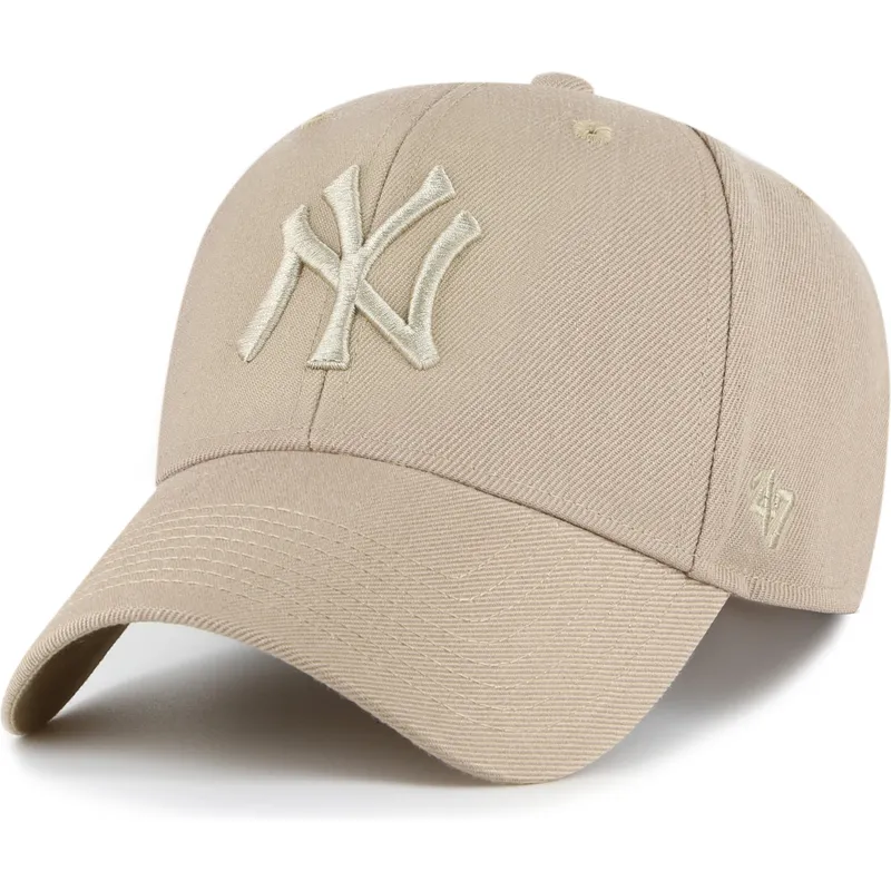 47-brand-curved-brim-khaki-logo-mvp-new-york-yankees-mlb-khaki-snapback-cap