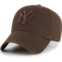 47-brand-curved-brim-brown-logo-clean-up-new-york-yankees-mlb-brown-adjustable-cap