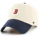 47-brand-curved-brim-clean-up-base-runner-sure-shot-two-tone-boston-red-sox-mlb-beige-and-navy-blue-adjustable-cap