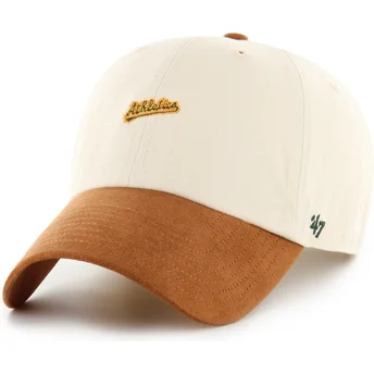 Καπέλα καμπύλη μπεζ ρυθμιζόμενη ταινία Clean Up Mini Script Suede Visor από Oakland Athletics MLB από 47 Brand