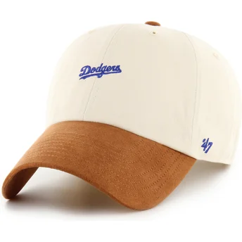 Καπέλα καμπύλη μπεζ ρυθμιζόμενη ταινία Clean Up Mini Script Suede Visor από Los Angeles Dodgers MLB από 47 Brand