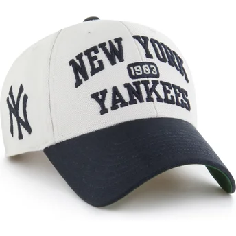 47 Brand Curved Brim MVP Broke Line New York Yankees MLB Beige and Navy Blue Adjustable Cap