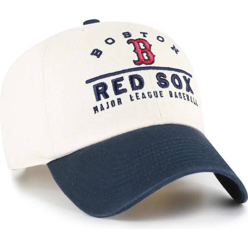 47-brand-curved-brim-clean-up-windham-boston-red-sox-mlb-beige-and-navy-blue-adjustable-cap