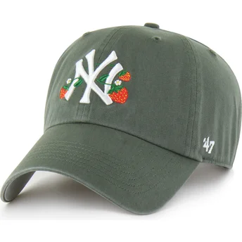 47 Brand Curved Brim Clean Up Icon Alt Strawberry New York Yankees MLB Green Adjustable Cap