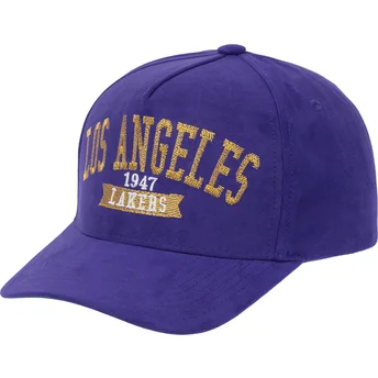 Καπέλα καμπύλη βιολετί snapback Shady Suede Pro από Los Angeles Lakers NBA από Mitchell & Ness