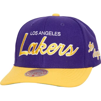 Καπέλα καμπύλη βιολετί snapback Team Script 2.0 Pro από Los Angeles Lakers NBA από Mitchell & Ness