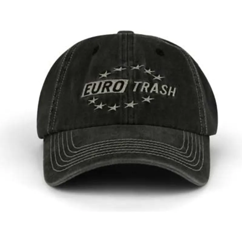 pica-pica-curved-brim-eurotrash-distressed-washed-black-adjustable-cap