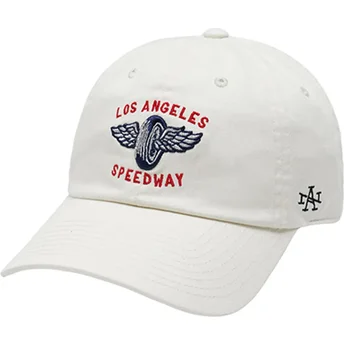Καπέλα καμπύλη μπεζ ρυθμιζόμενη ταινία Los Angeles Speedway Ballpark από American Needle