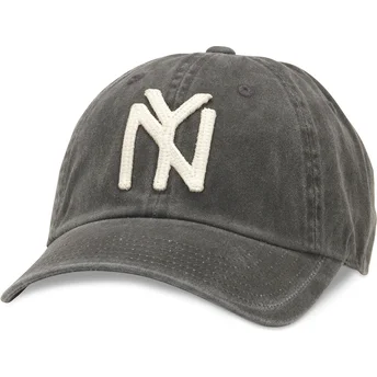 American Needle Curved Brim Archive New York Black Yankees MLB Black Adjustable Cap