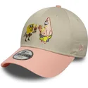 new-era-curved-brim-youth-spongebob-squarepants-and-patrick-star-9forty-beige-and-pink-snapback-cap