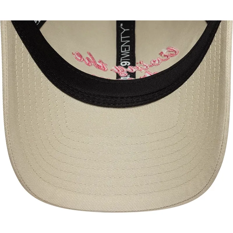 new-era-curved-brim-women-9twenty-living-the-dream-slogan-beige-adjustable-cap