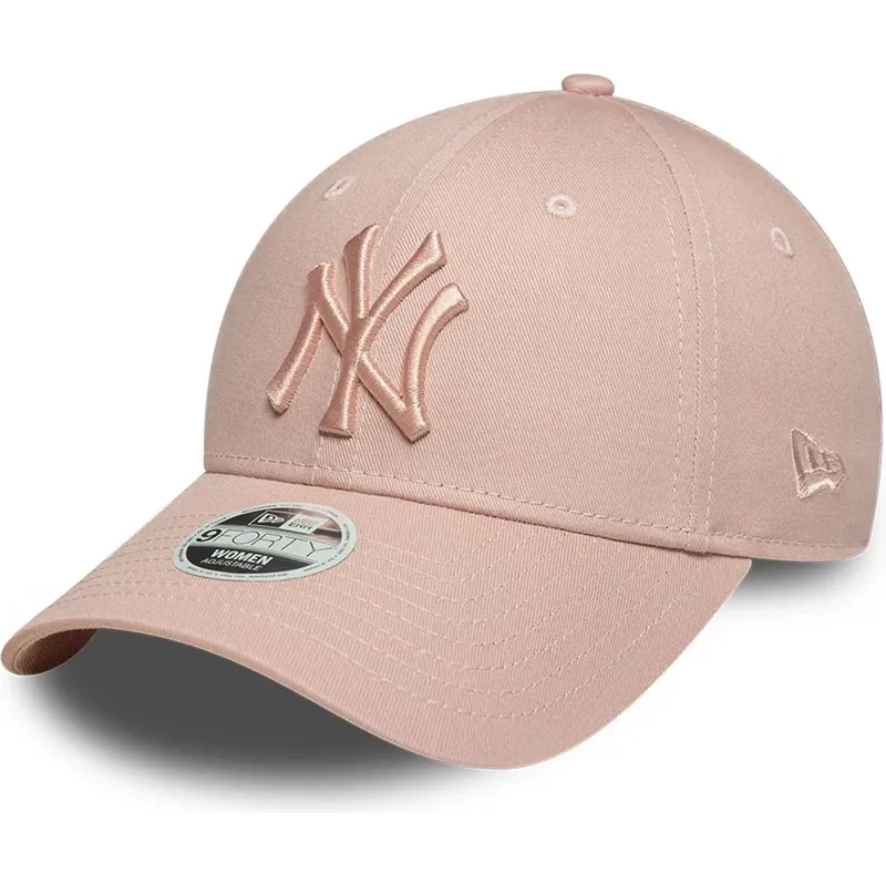 new-era-curved-brim-women-pink-logo-9forty-essential-new-york-yankees-mlb-pink-adjustable-cap