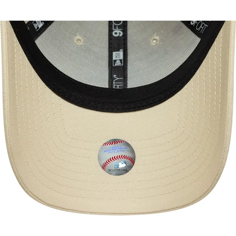 new-era-curved-brim-women-9forty-floral-icon-side-new-york-yankees-mlb-beige-adjustable-cap