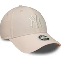 new-era-curved-brim-women-9forty-linen-new-york-yankees-mlb-light-pink-adjustable-cap
