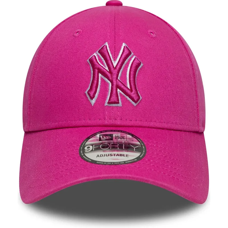 new-era-curved-brim-pink-logo-9forty-team-outline-new-york-yankees-mlb-pink-adjustable-cap