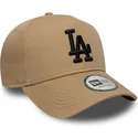 new-era-curved-brim-black-logo-e-frame-league-essential-los-angeles-dodgers-mlb-brown-snapback-cap