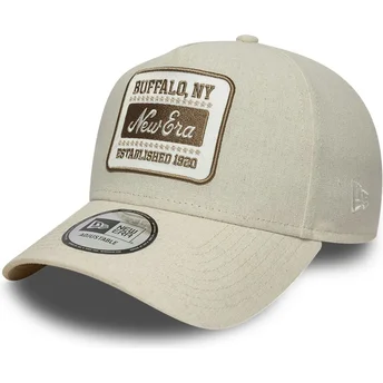 Καπέλα καμπύλη μπεζ snapback E Frame Patch Linen από New Era
