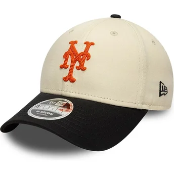 Καπέλα καμπύλη μπεζ snapback 9FORTY M-Crown Side Script από New York Mets MLB από New Era