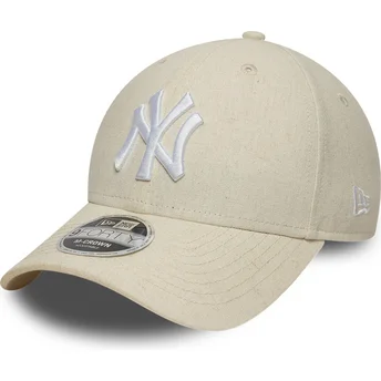 Καπέλα καμπύλη μπεζ snapback 9FORTY M-Crown Linen από New York Yankees MLB από New Era