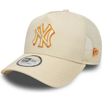 Καπέλα καμπύλη μπεζ snapback A Frame Outline από New York Yankees MLB από New Era