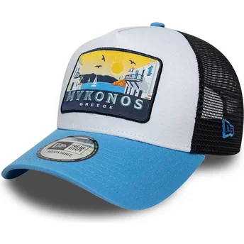 Καπέλα καμπύλη μπλε snapback A Frame Location Patch από Mykonos από New Era
