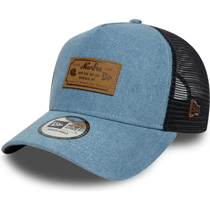 trucker-a-frame-denim-leather-patch-new-era trucker-a-frame-denim-leather-patch-new-era