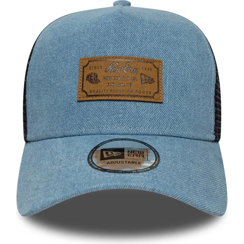 trucker-a-frame-denim-leather-patch-new-era trucker-a-frame-denim-leather-patch-new-era