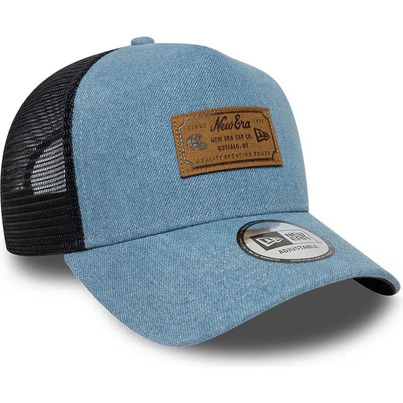 trucker-a-frame-denim-leather-patch-new-era trucker-a-frame-denim-leather-patch-new-era