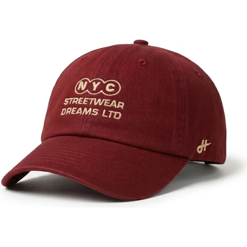 homenage-curved-brim-ny-dreams-just-kids-the-90s-maroon-adjustable-cap