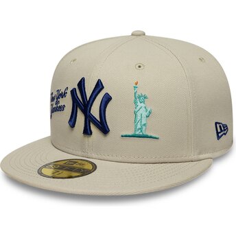 Καπέλα επίπεδη μπεζ προσαρμοσμένο 59FIFTY City Icon από New York Yankees MLB από New Era