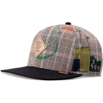 Καπέλα επίπεδη γκρι snapback Crinklecheck από Djinns