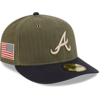 Καπέλα καμπύλη πράσινο προσαρμοσμένο 59FIFTY Pre-Curved American Herringbone από Atlanta Braves MLB από New Era