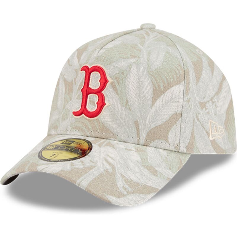 new-era-curved-brim-59forty-a-frame-leafy-palm-boston-red-sox-mlb-beige-fitted-cap new-era-curved-brim-59forty-a-frame-leafy-palm-boston-red-sox-mlb-beige-fitted-cap