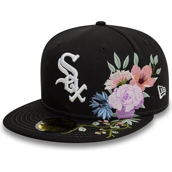 Καπέλα επίπεδη μαύρο προσαρμοσμένο 59FIFTY Floral από Chicago White Sox MLB από New Era
