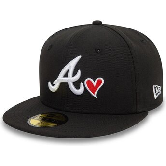 Καπέλα επίπεδη μαύρο προσαρμοσμένο 59FIFTY Heart Icon από Atlanta Braves MLB από New Era