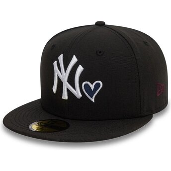 Καπέλα επίπεδη μαύρο προσαρμοσμένο 59FIFTY Heart Icon από New York Yankees MLB από New Era