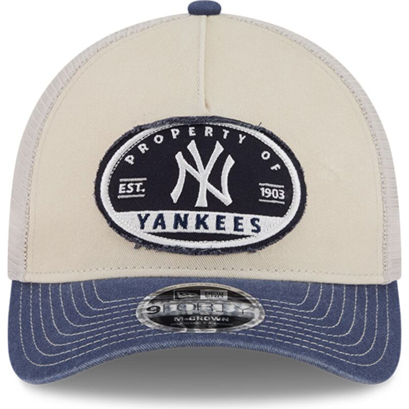 new-era-9forty-m-crown-a-frame-fray-new-york-yankees-mlb-beige-and-navy-blue-trucker-hat new-era-9forty-m-crown-a-frame-fray-new-york-yankees-mlb-beige-and-navy-blue-trucker-hat