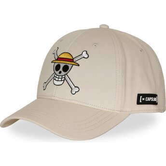 Capslab Curved Brim Straw Hat Pirates OP7 SKUB One Piece Beige Snapback Cap