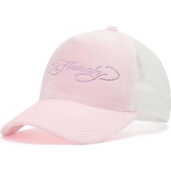 Καπέλα καμπύλη ροζ snapback Diamante Velour από Ed Hardy