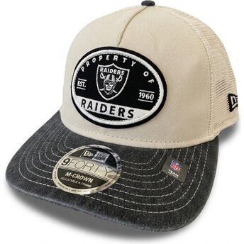 Καπέλα καμπύλη μπεζ snapback 9FORTY M-Crown A Frame Fray από Las Vegas Raiders NFL από New Era